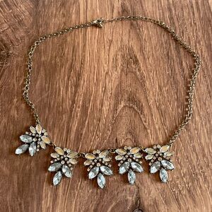 Vintage-Inspired Necklace, Gold Tone with Rhinestones. Total Length 20”